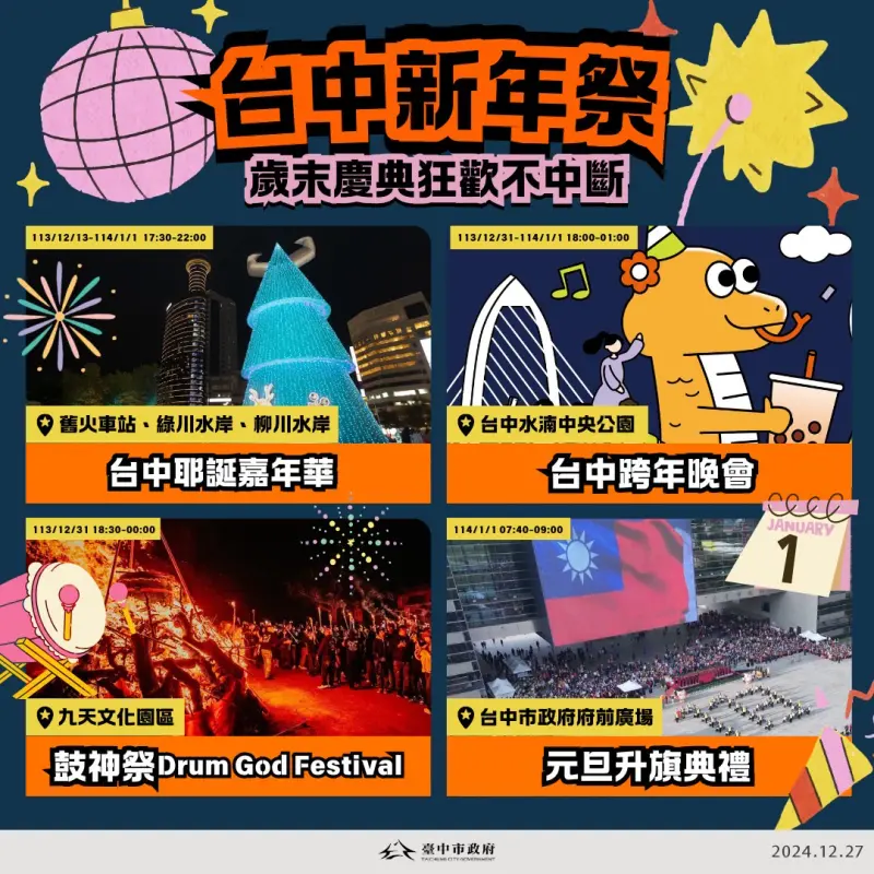 ▲迎接2025年「台中新年祭」四大慶典活動輪番登場(圖／新聞局提供2024.12.27)