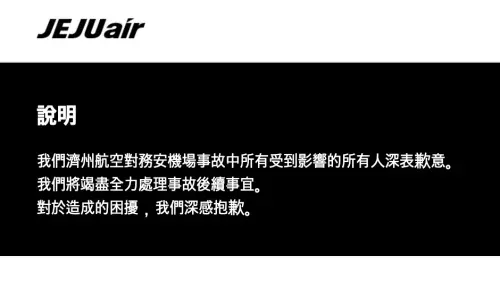 濟州航空墜機！JEJU Air官網「黑白60字繁體中文」道歉曝諮詢電話
