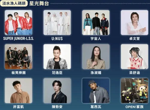 台北跨年2025/演唱會直播轉播、卡司順序、節目時間交通管制一覽 ▲閃耀新北1314跨河煙火「淡水漁人碼頭」星光舞台卡司。(圖/翻攝自活動官網)