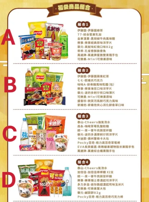 ▲全家龍年福袋編號共8款內容物組合。(圖/全家官網、記者鍾怡婷製) ▲全家龍年福袋編號共8款內容物組合。(圖/全家官網、記者鍾怡婷製)