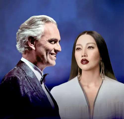 ▲A-Lin（右）去年10月與安德烈波伽利（左）夢幻合唱〈大地情歌〉。（）