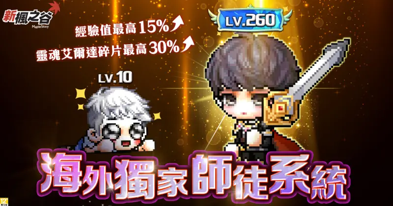 ▲《新楓之谷》海外版本限定的「師徒系統」,全面提升玩家互動與升等效率。(圖/遊戲橘子提供)