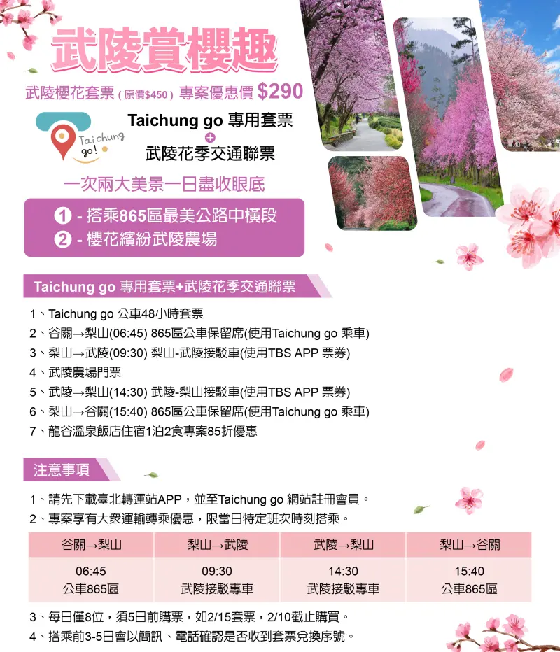 ▲「武陵櫻花版」交通聯票好康登場(圖／交通局提供2025.1.10)