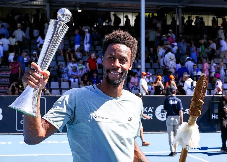 ▲Gael Monfils正式超越Roger Federer，成為ATP史上最年長的單打冠軍得主。（圖／美聯社／達志影像）