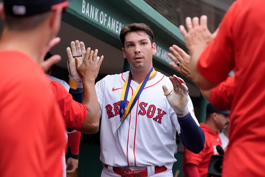 ▲紅襪新星Triston Casas，近日深陷多筆交易傳聞，他對此表達正面態度，認為這可以了解自身價值，同時他仍強調，很願意在紅襪度過職業生涯。（圖／美聯社／達志影像）