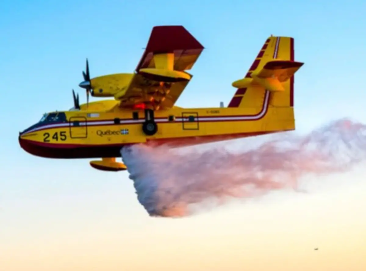 ▲洛杉磯大火消防救援飛機，竟遭無人機衝撞導致停飛。（圖／翻攝自X）