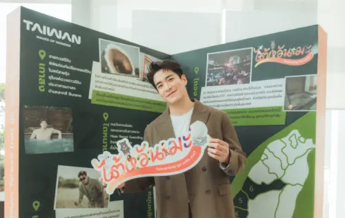 ▲Alek在首映記者會上分享來台灣的感想。（圖／觀光署）