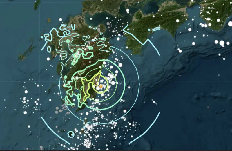 ▲日本九州地區宮崎縣外海今（13）日台灣時間晚上8點19分，發生規模6.9地震，日本發布海嘯注意警報。（圖／郭鎧紋提供）