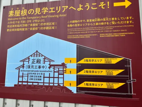 ▲首里城正殿修復工作，共分為三階進行。（圖／記者顏得智攝）