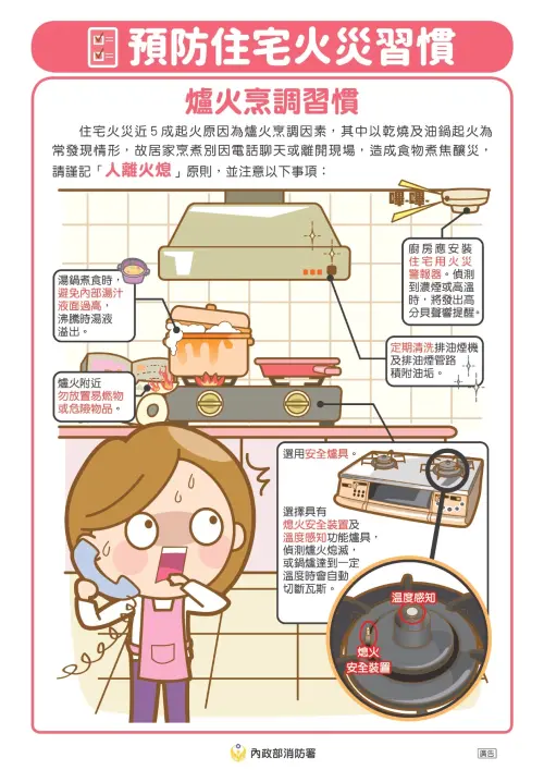 ▲內政部建議，使用電鍋或可定時的爐具，避免空燒。（圖／內政部提供）