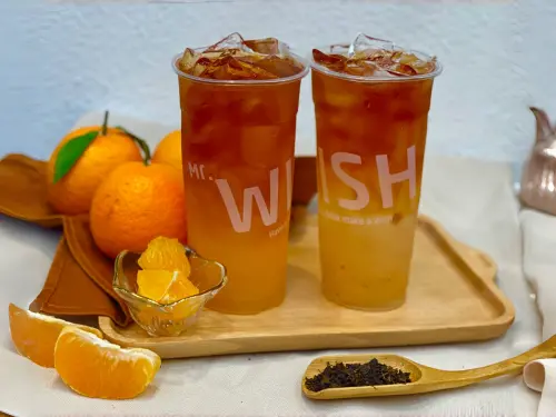 大寒CoCo、大苑子7大手搖飲買一送一!鶴茶樓「藝伎紅茶」免費喝 ▲Mr.Wish:過年新品「大橘紅茶、荔枝紅茶」買一送一。(圖/Mr.Wish提供)