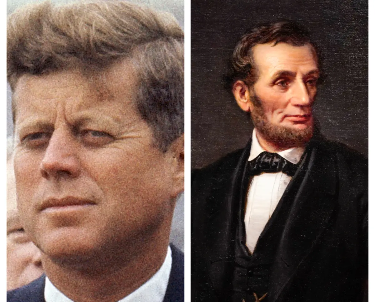 ▲第16任美國總統亞伯拉罕·林肯（右）與第35任總統約翰·甘迺迪（左）之間，存在多項百年巧合。（圖／美聯社／達志影像）