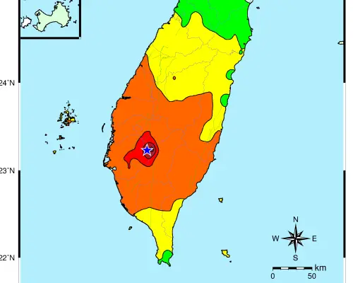 1月21日凌晨0時17分,嘉南地區發生規模6.4強震,震央在嘉義大埔地震,導致平房倒塌、停電等災情。(圖/中央氣象署) ▲1月21日凌晨0時17分,嘉南地區發生規模6.4強震,震央在嘉義大埔地震,導致平房倒塌、停電等災情。(圖/中央氣象署)