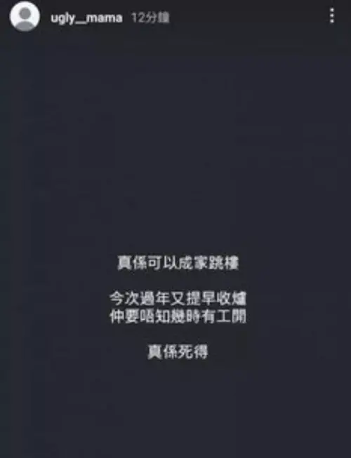 ▲張致恒老婆雯雯在社群上發出心聲，更嘆喊處境艱難到想全家尋短。（圖／IG ugly_mama）