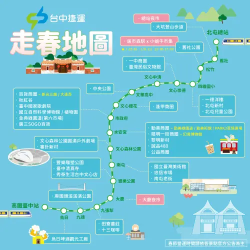 台中捷運推祈福地圖、走春地圖 新春按圖輕鬆遊 ▲台中捷運走春地圖(圖/中捷提供2025.1.23)