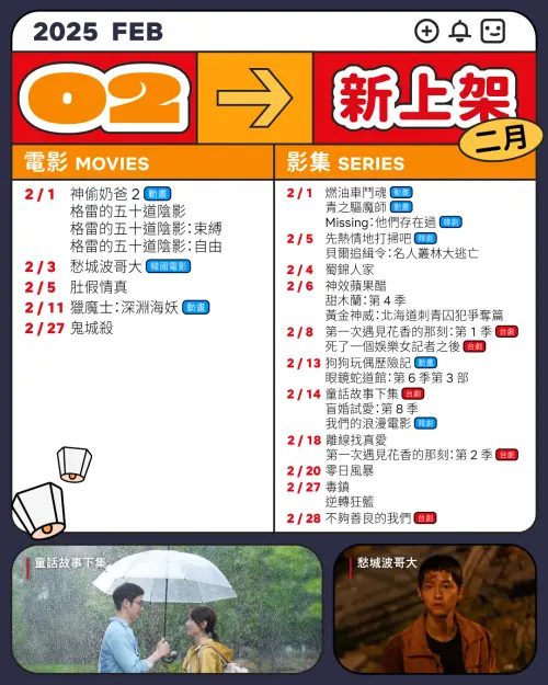 ▲Netflix 2月新上架片單。（圖／Netflix臉書）