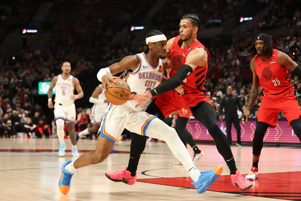 ▲SGA上場37分鐘就攻下35分，率領雷霆以118：108擊敗拓荒者，搶先全聯盟拿到本季第37勝，戰積穩居第一。（圖／美聯社／達志影像）