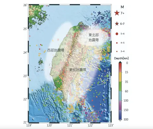 台灣地震發生的分佈。(圖/翻攝氣象署官網) ▲台灣地震發生的分佈。(圖/翻攝氣象署官網)