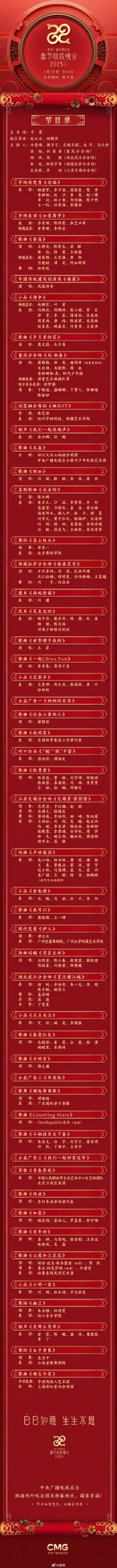 ▲中國央視2025年春晚，除夕夜表演，蕭敬騰、梁靜茹、王菲、陳奕迅。（圖／央視春晚微博）