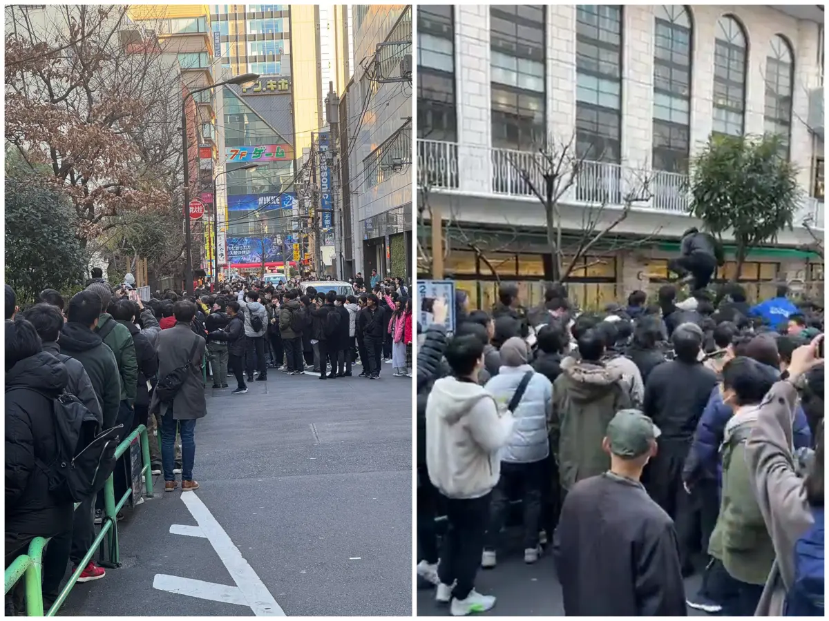 ▲日本東京秋葉原一家電腦零件販售商，因開賣輝達全新RTX 5090顯示卡引發混亂，有在現場的日本民眾透露，排隊人潮中80～90％都是中國人。（圖／翻攝自X）