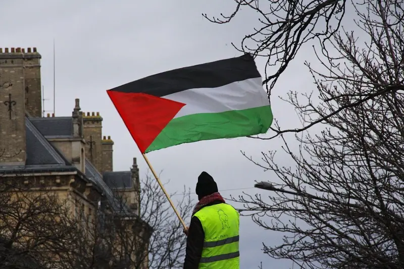 ▲阿拉伯各國外交部長1日表示，拒絕「在任何情況下或以任何理由」將巴勒斯坦人從其土地上遷走。圖為巴勒斯坦國旗  (示意圖∕Pixabay)