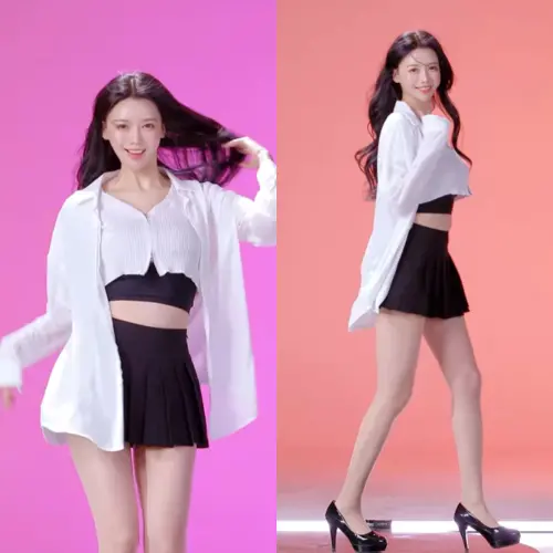 ▲▼李雅英穿白襯衫、迷你裙跳舞，舉手投足風情萬種，畫面勾人。（圖／李雅英IG）