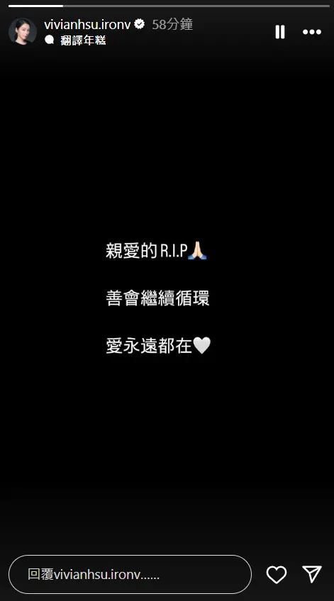 ▲徐若瑄痛心悼念大S。（圖／徐若瑄IG）