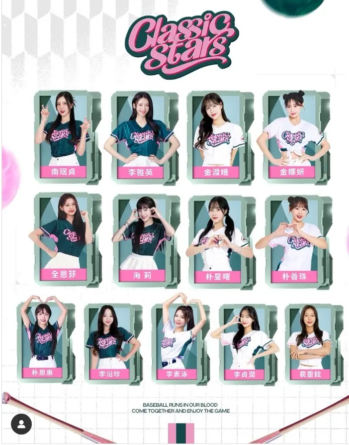▲韓國人氣啦啦隊 Classic Stars 強勢加盟 2025 WBC 資格賽應援，由「全民表妹」李雅英領銜，13 位成員將換上特製球衣，帶來每日3場中場表演，並與 CT AMAZE 一同為中華隊助陣。（圖／取自IG）