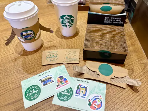 ▲星巴克以實際行動支持永善環境，繼推循環杯租借服務、自備環保杯杯折扣10元、七折珍食計畫後，免費供應「擁抱熱杯套」傳遞美好日常。（圖／記者蕭涵云攝）
