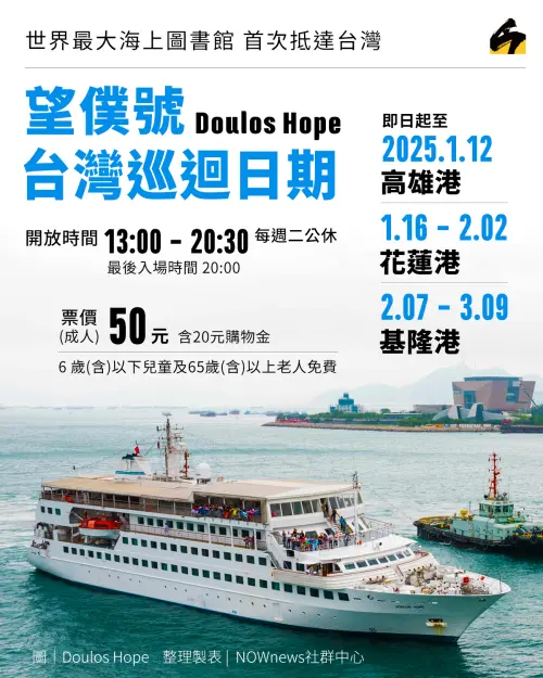 ▲「望僕號」台灣最終站巡迴至基隆，日期、預約資訊一圖看懂。（圖／NOWnews社群中心製圖）