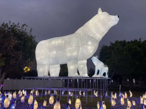 ▲農業局的「海洋奇幻冒險」燈區，傳遞海洋生態保護理念。（圖／台中市府提供）