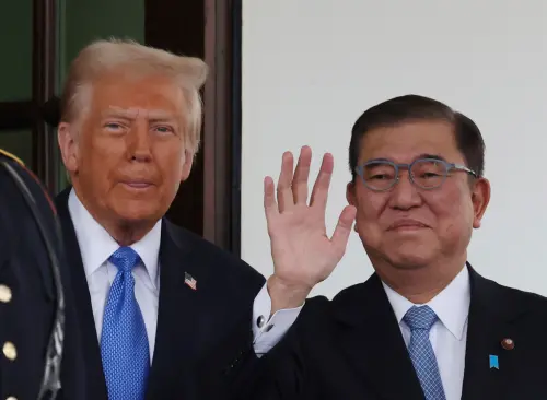 ▲石破茂和川普會談後在日美共同聲明中，重申台海和平與穩定的重要性。（圖／美聯社／達志影像）