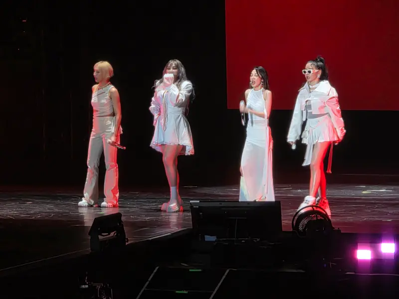 ▲2NE1成員朴春、CL（李彩麟）、Dara、Minzy（孔旻智）今晚在林口舉辦演唱會。（圖／讀者提供）