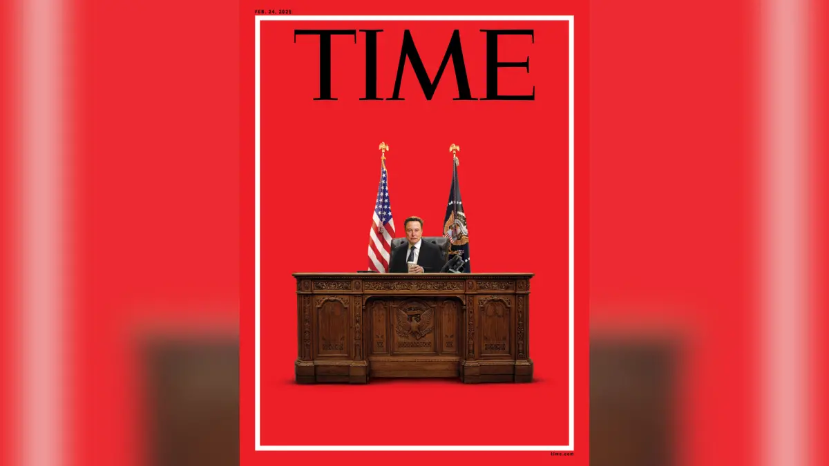 ▲《時代》雜誌7日發布的最新封面顯示，馬斯克握有極大的權力。（圖／翻攝自X@TIME）
