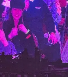 ▲陳妍希去洛杉磯欣賞林俊傑演唱會，被他在台上點名，身影出現大銀幕上。（圖／摘自微博）