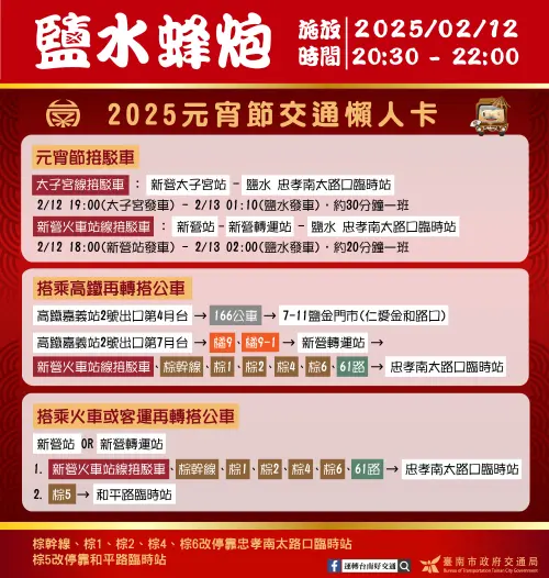 ▲2025鹽水蜂炮交通資訊。（圖／取自鹽水蜂炮官網）