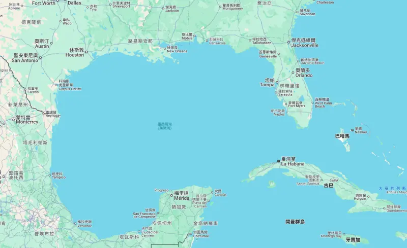 ▲谷歌指出，在美國使用地圖的人會看到「美國灣」，在墨西哥的人會看到「墨西哥灣」，至於其他地方的人則會看到這兩個名字。(翻攝Google map)