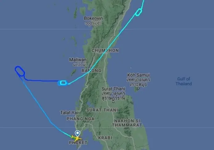 ▲波音777-300ER大型寬體客機出現故障，飛機在泰國上空盤旋5小時。（圖／翻攝自泰國清邁象）