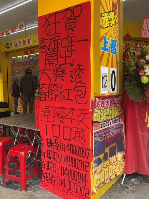 ▲高雄小港區禾啦彩券行今年連續開出4個100萬大紅包。（圖／禾啦彩券行提供） 