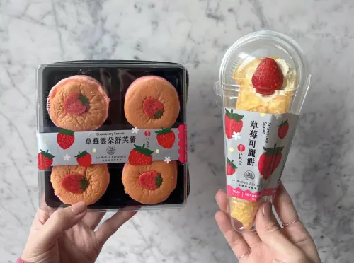 ▲全聯草莓季新品，草莓可麗餅和預計21日上市的草莓雲朵舒芙蕾。（圖／全聯提供）