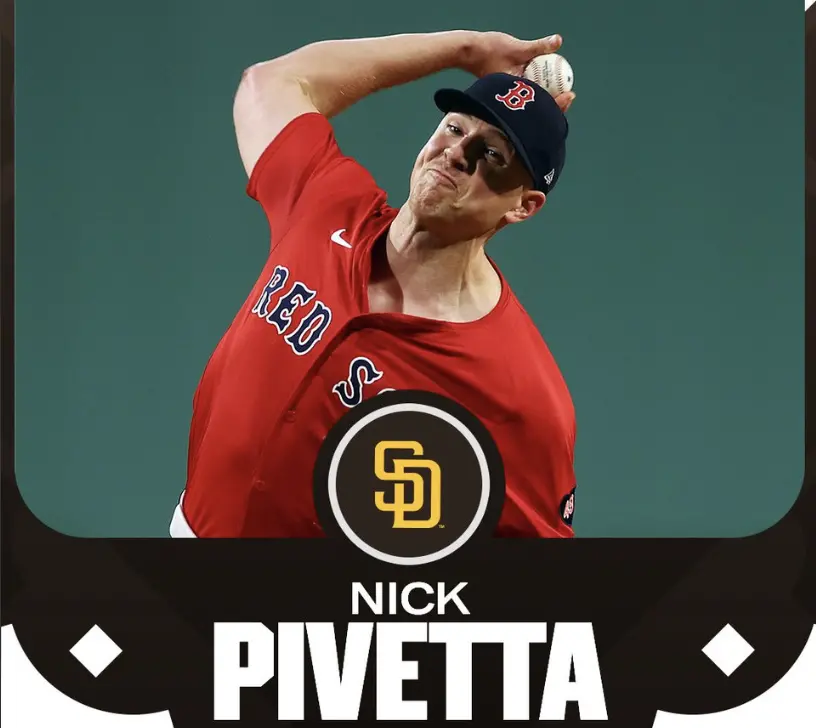 ▲今（13）日根據《ESPN》記者Jeff Passan報導指出，「前波士頓紅襪投手Nick Pivetta以4年5500萬美元加盟聖地牙哥教士，Pivetta能在合約的第二年與第三年跳出合約。」（圖／取自MLB官方推特）