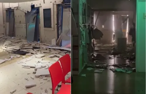 ▲台中新光三越疑似氣爆事件，一樓電梯全毀，百貨公司內部狀況相當慘烈。（圖／翻攝自記者爆料網）