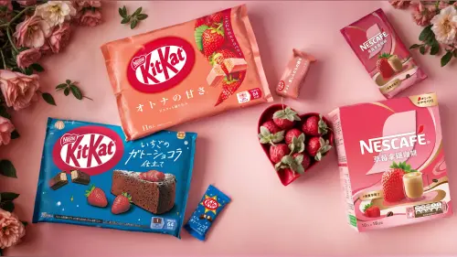 ▲日本直送「KitKat草莓可可布朗尼」、「KitKat草莓威化」、「雀巢草莓拿鐵咖啡」。（圖／雀巢提供）