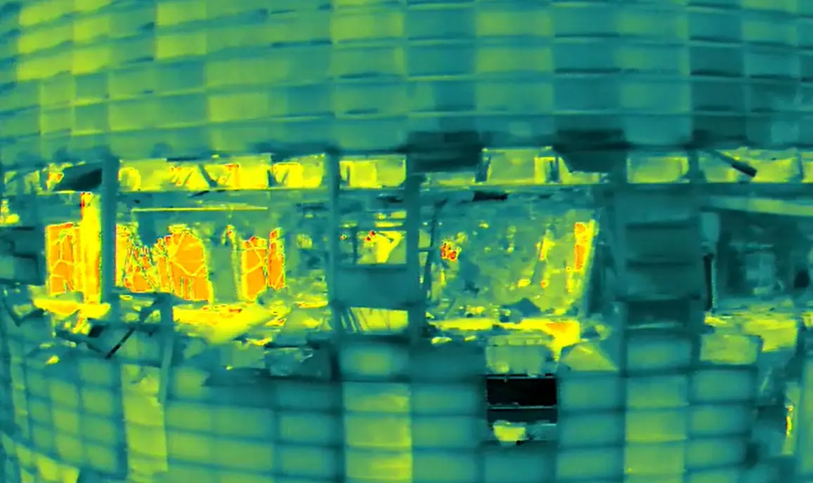 ▲台中市消防局以熱顯像儀拍攝新光三越氣爆案，現場溫度僅19至24度間。（圖／台中市政府提供，2025.02.17）