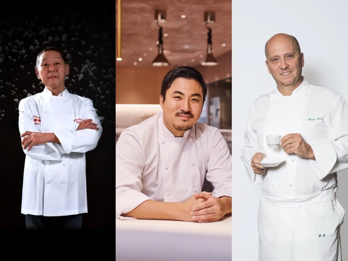▲圖片由左至右分別為：三星米其林名廚Chef Jun Yukimura、二星米其林餐廳Meta主廚Chef Sun Kim、三星米其林主廚 Chef Heinz Beck。（圖／Solaire晨麗娛樂度假城提供）