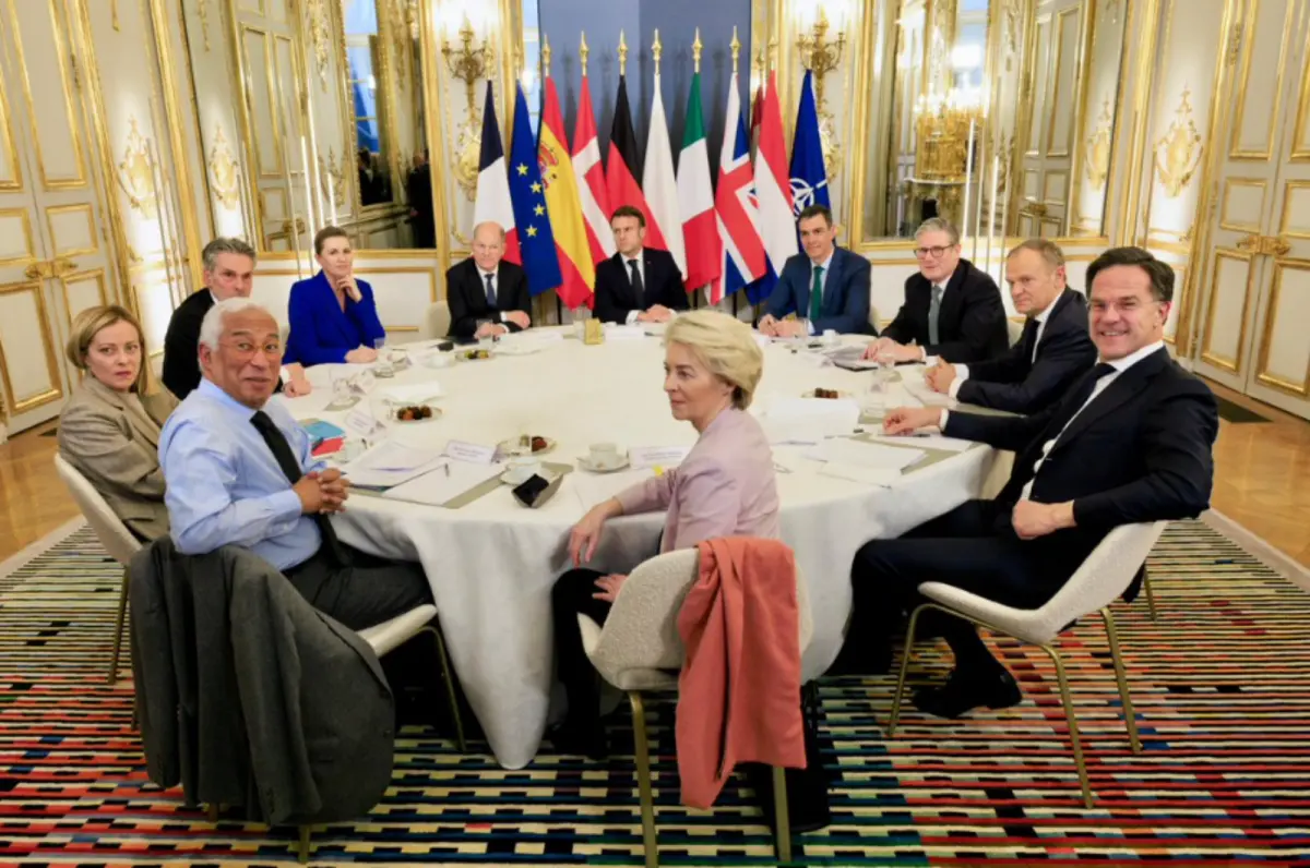 ▲歐洲多國領袖及歐盟、北約高層，17日齊聚巴黎，針對烏克蘭及歐洲安全等議題會晤。（圖／翻攝自北約秘書長呂特臉書）