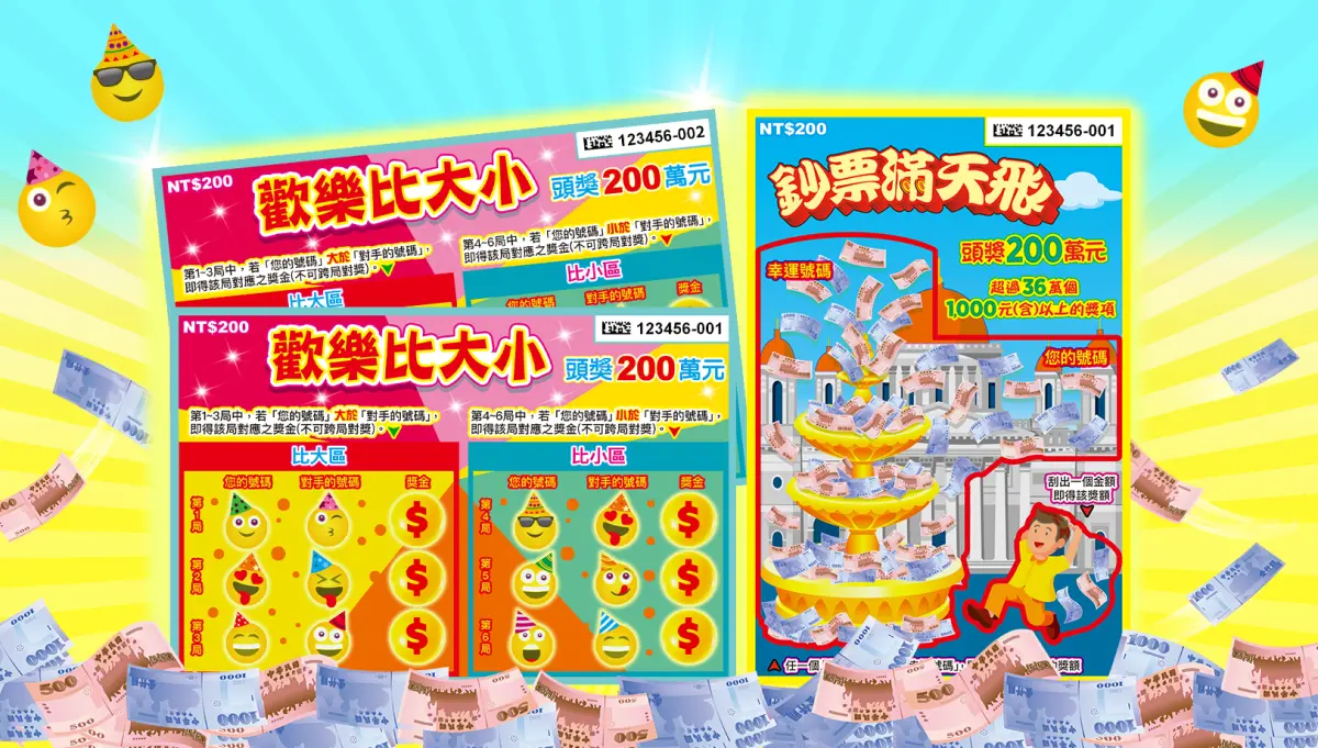 ▲台灣彩券公司今（18）日再推出2款新品，總獎項超過371萬個，總獎金逾15.8億元，還有13個頭獎200萬元。（圖／台灣彩券公司提供）
