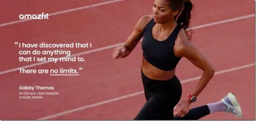 Gabby Thomas首度與穿戴裝置品牌合作,希望可以結合自身專業與頂尖運動員形象,向更多人傳遞健康運動的思維。(圖/Amazfit提供) ▲Gabby Thomas首度與穿戴裝置品牌合作,希望可以結合自身專業與頂尖運動員形象,向更多人傳遞健康運動的思維。(圖/Amazfit提供)