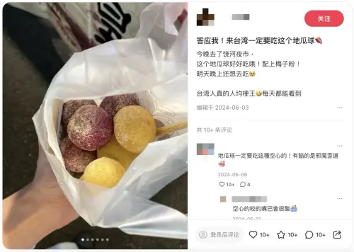 別管臭豆腐了!陸客大推夜市1美食「每晚必吃」 2派吃法老饕戰翻 ▲中國大陸網友大推饒河夜市「地瓜球灑梅子粉調味」每晚必吃,掀起只吃「空心」派、推崇「有餡」兩派老饕戰翻。(圖/翻攝自小紅書)