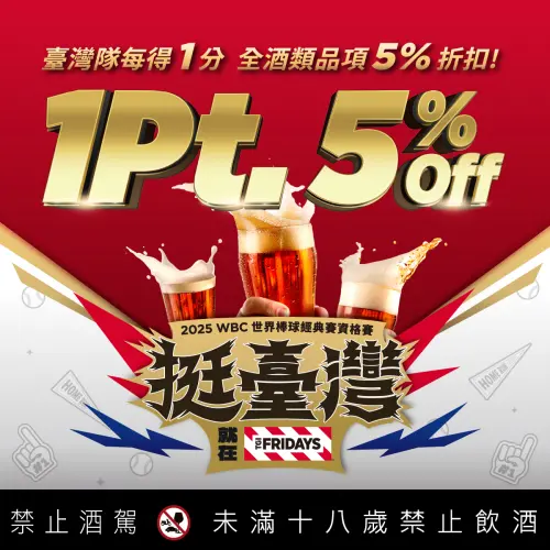 ▲「TGI FRIDAYS、德州鮮切牛排」挺中華隊，每得1分就5%折扣。（圖／業者提供）
